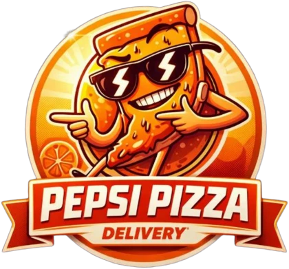 Pepsi Pizza Delivery: fatia de pizza de óculos escuros, mascote da pizzaria